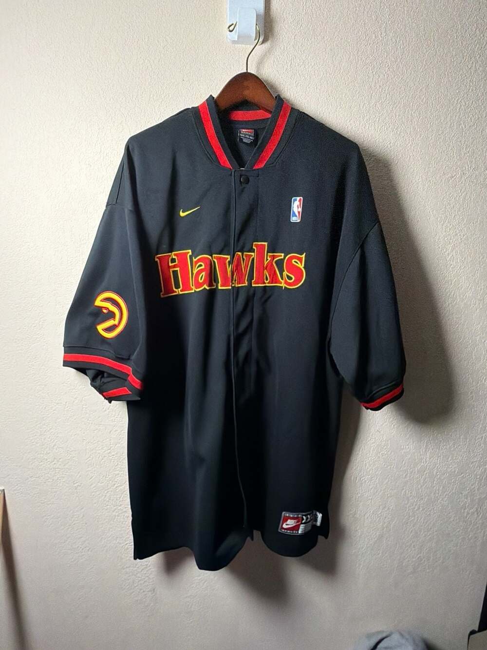 Vintage Nike Atlanta Hawks NBA Shooting Shirt Warm-Up Jersey Black Size XXL